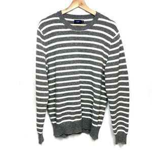 J. Crew Factory gray and white striped lambs wool sweater size L